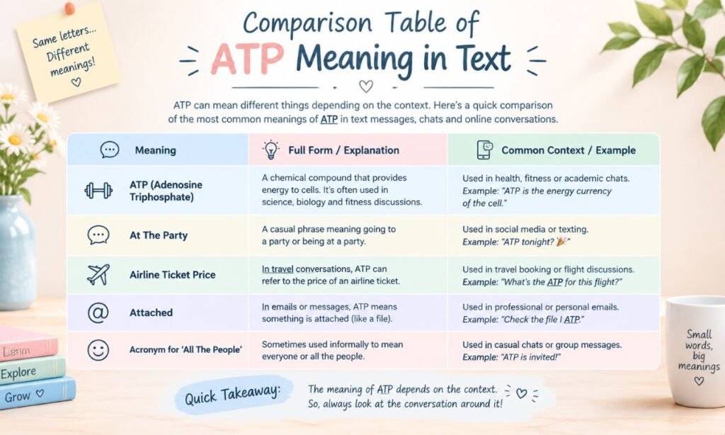 Comparison Table of ATP