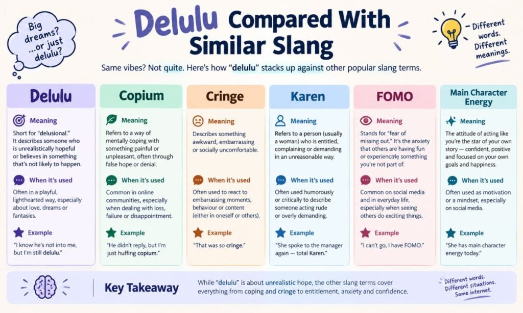 Delulu Compared With Similar Slang