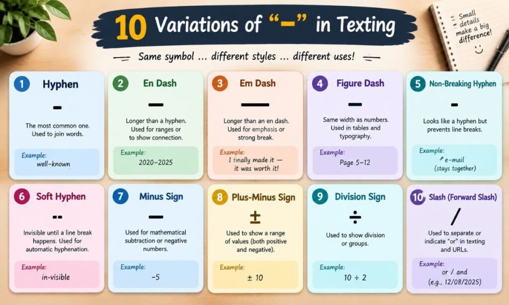 10 Variations of “-” in Texting